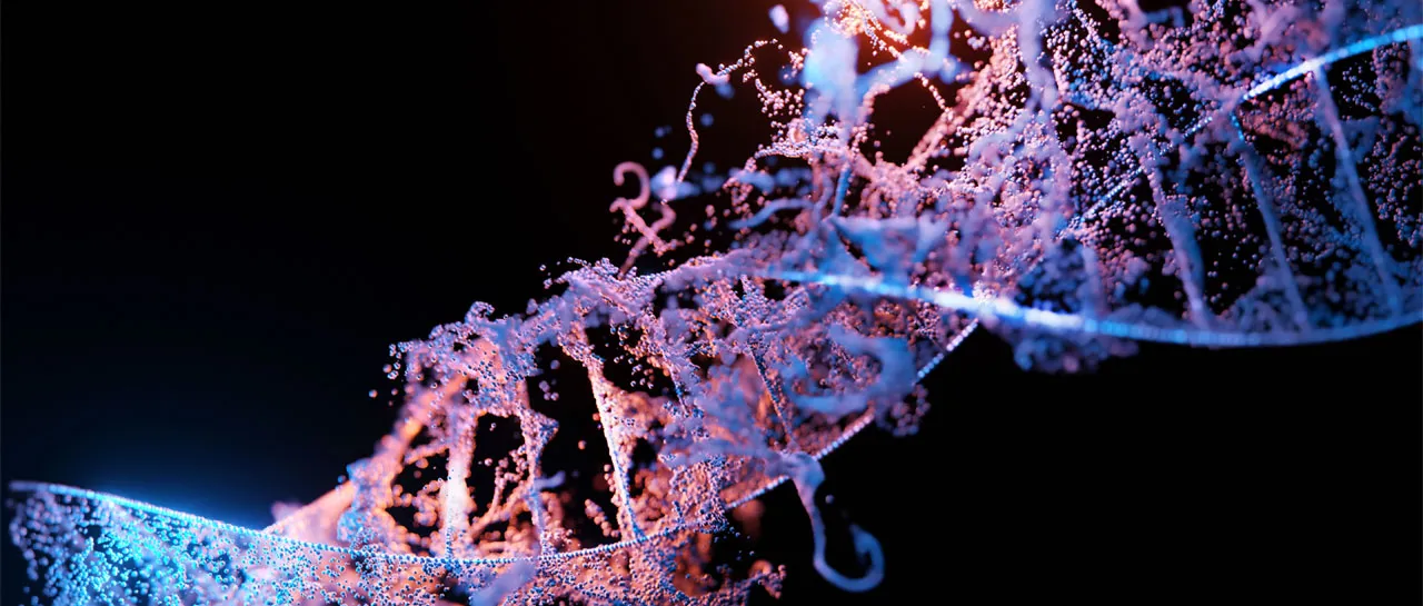 Representação de uma dupla hélice de DNA, simbolizando a base genética da inteligência
